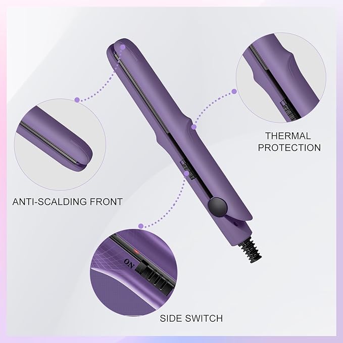 Upgrade 2 in 1 Mini Curling Wand &amp Flat Iron Hair Straightener Portable Travel Curling Wand for Women Short Hair Hair Straightener