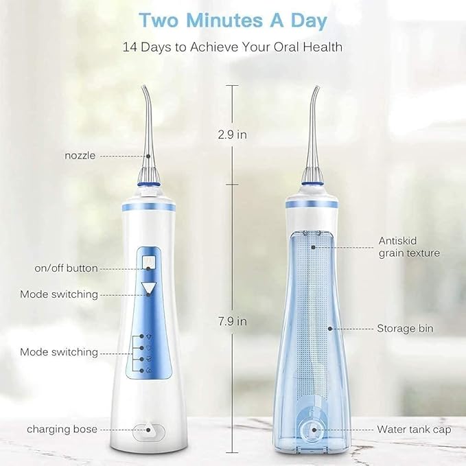 Professional Cordless Rechargeable Dental Oral Irrigator Ultra Water Jet for Teeth Braces Care IPX7 Waterproof 240ML Water Tank for Travel and Home Use