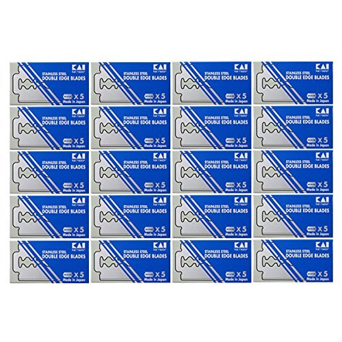 100 Kai Stainless Steel Double Edge Safety Razor Blades (20 x 5)  Made in Japan