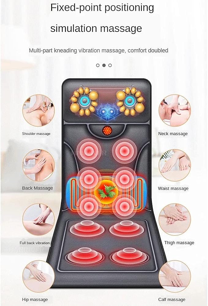 Full Body Electric Massage Matwith Vibration Motors Heating PadBody Massager Cushion for NeckShoulderWaist and Backshiatsu Massage Mattress Relieve Pain