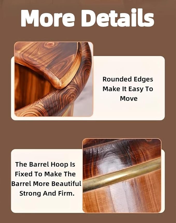 Natural Wooden Footbath BucketWooden Pedicure Basin Thicken Foot Bath Barrels Soaking Foot Tub Middle-Aged and Elderly Health Care Gift Women's Foot Tub Bath Tub for Women
