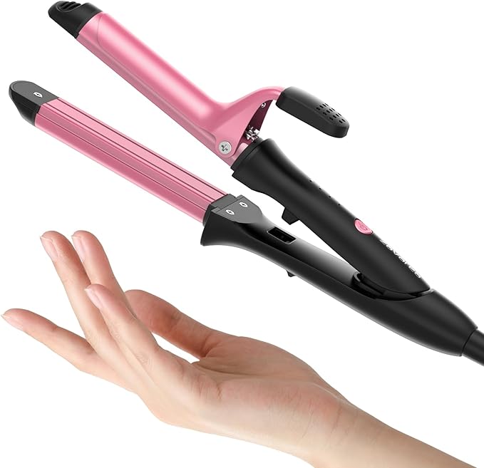 Travel Curling Iron Zavarea Upgraded 1 Inch Dual Voltage Curling Iron Lightweight 2 in 1 Hair Straightener and Curler 30S Fast Heating &amp Easy to Use Mini Flat Iron with Ceramic Barrel for Trav