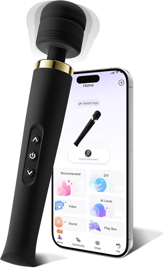 Premium Personal Massagers Woman - Toendi Advanced AI-Sync App Massager Waterproof Body Massager with 8 Speeds &amp 5 Modes 360° Head Massager Muslce Massage Tools Massagers for Women Men Black
