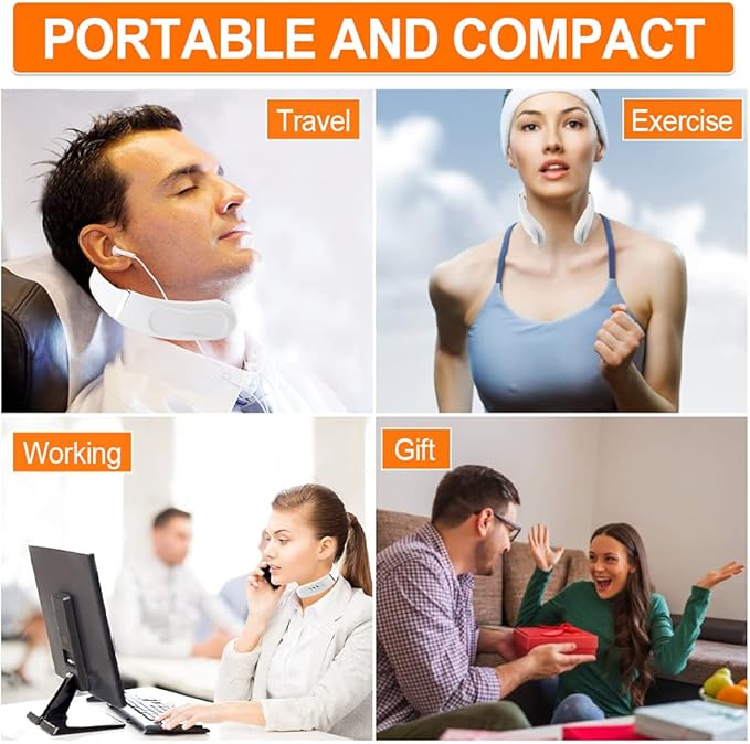 Intelligent Portable Neck Massager with Heat for Pain Relief Cordless Pulse Neck Massager with Voice Broadcast &amp 6 Modes 16 Levels Intensity Massage for Office Home Outdoor Use