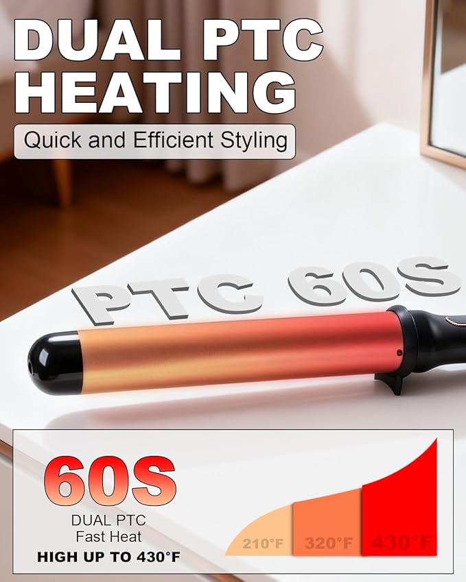 Curling Wand 1 InchCurling Iron Long Barrel Professional for Long HairClamp Free Curling Wand for Quick Styling.