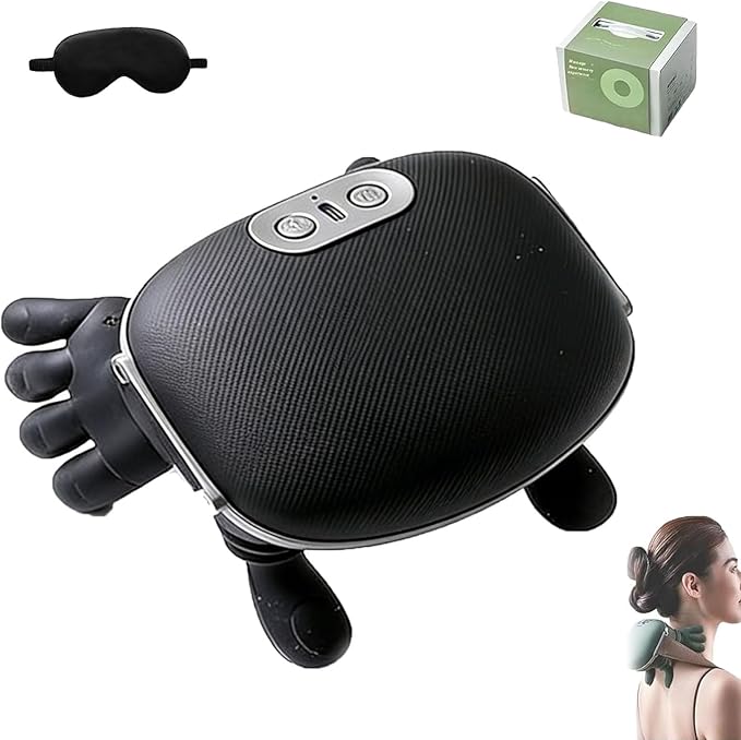 Real Touch Heat Massager Neck Massager with Fingers Portable and Rechargeable Advanced Thermal Therapy at Home Adjustable Straps for Drop Protection Applicable to Back Arms Legs (Black)