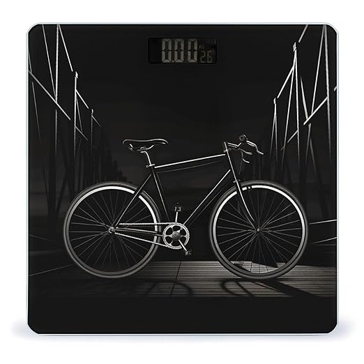 Bicycle Clip Art Bathroom Scale Large LCD Backlight Display Digital Scale Rounded Corners Body Scales Automatic Power On/Off Bathroom Scales for Home Bedrooms