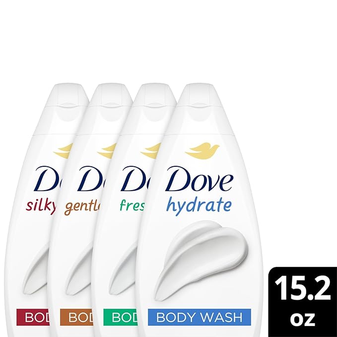 Dove Body Wash Variety 6-Pack – Hydrate Gentle Pamper Fresh Care and Silky Velvet 15.2 Oz Ea