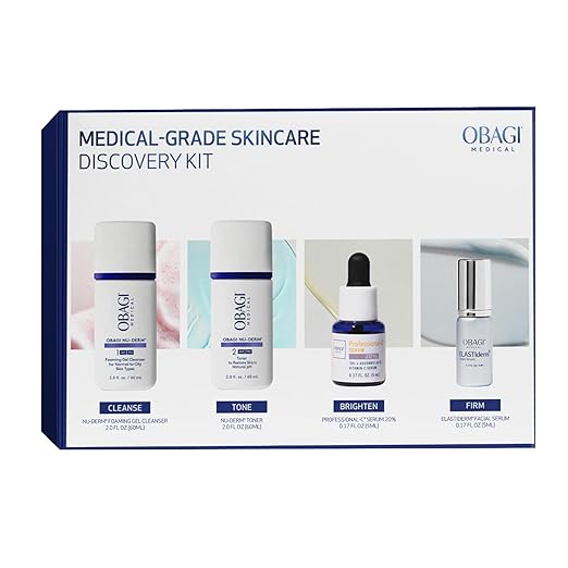 Obagi Bestsellers Travel Skincare Set – Travel Friendly Anti-Aging Skincare Gift Set for All Skin Types Includes Facial Cleanser 2oz Toner 2oz Vitamin C Serum .17oz &amp Firming Facial Serum .17o