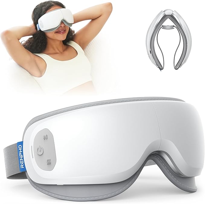RENPHO Ultra-Quiet Eye Massager with Heat Lightweight Eye Mask for Migraines FSA Eligible HSA Face Massager for Dry Eyes Relax Reduce Strain Improve Sleep Eyeris Zen Mothers Day Birthday Gifts