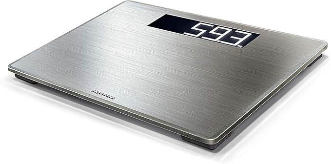 Soehnle Digital Personal Scale Style Sense Safe 300 – High Precision Bathroom Scale with XXL Stainless Steel Surface Anti-Fingerprint Auto On/Off Large LCD Display 180kg Capacity