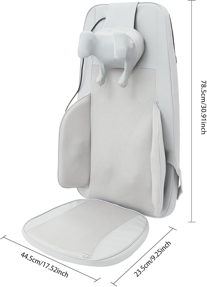 Neck and Back Massage Device with Heat Comfortable Back Massage for Pain Relief Back Massager for Chair for Office Home Car (Grey)