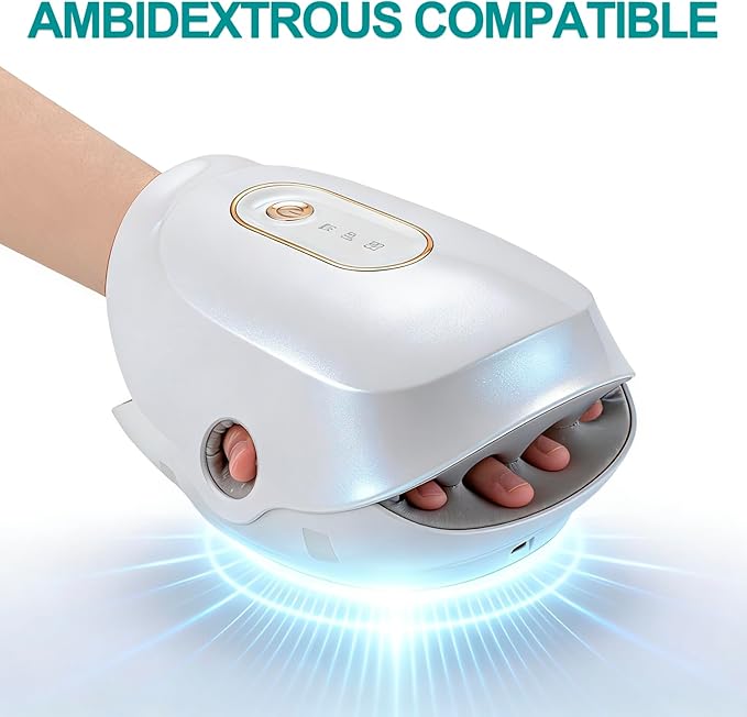 SENAINS Cordless Hand Massager with Heat and CompressionWristPalm &amp Finger MassageSoothing Stretching &amp Kneading3 Modes &amp 3 IntensitiesGifts for Women Men Relaxation at OfficeWhite