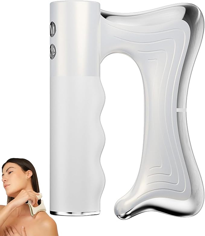 Full Body Contour Device with Heat &amp EMS Heated Muscle Scraper Tool for Firming Lymphatic Drainage Fascia Massage Circulation Support &amp Full Body Muscle Relief (White)