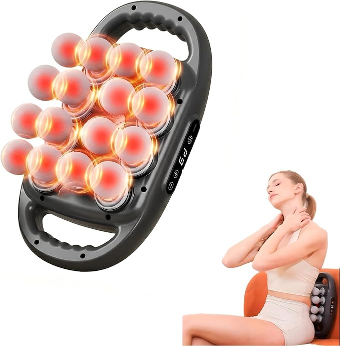 shupti 16 Head Massage Gun Deep Tissue 9 Speed Adjustable Percussion Massager for Muscle Tension Relaxation - Quiet Portable Electric Massager for Back Neck and Shoulder
