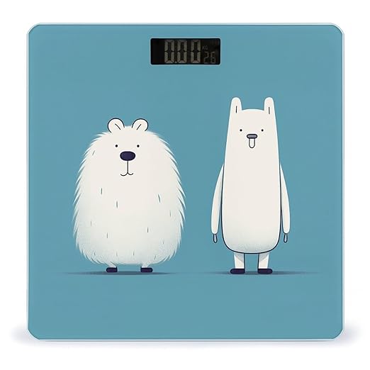 Two Cartoon Animals Scale for Body Weight Precision Bathroom Weighing Scales with Back Lit LCD Display Sturdy Tempered Glass Body Weight Scales Digital Bathroom Scale 400lb