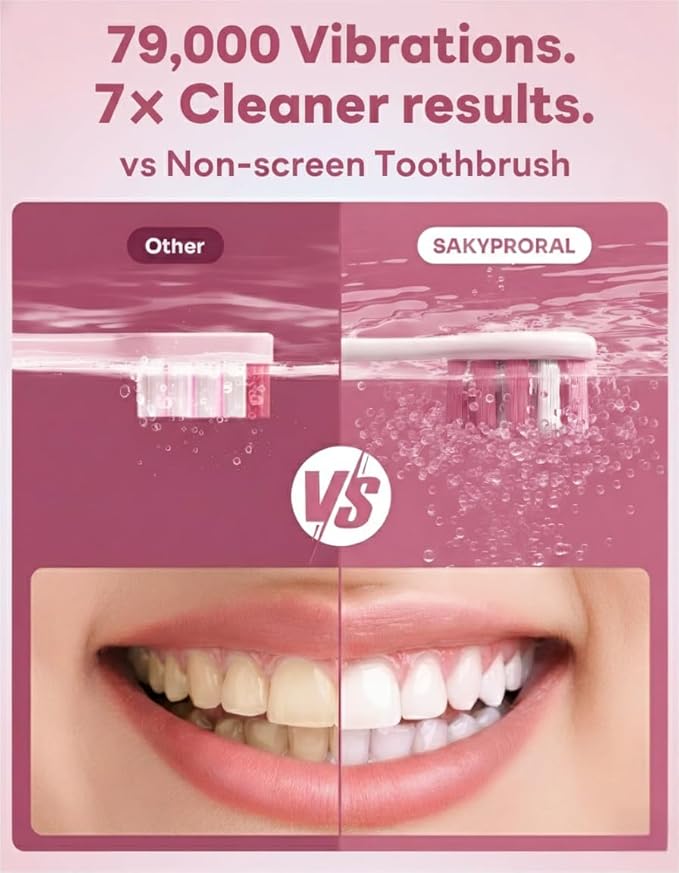 G5S Electric Toothbrush (Pink) + Ultra White Toothpaste 2 Pack 150-Day Rechargeable Toothbrush Visibly Whitens Yellow Teeth