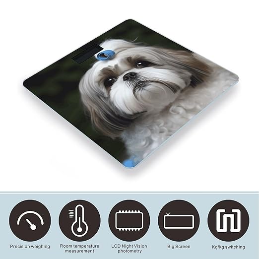 Shih Tzu Dog Weight Scale Large Bathroom Scales Digital Weight with Bright LED Display Non Slip Automatic Weighing Scale Fashion Weighing Machine for Body