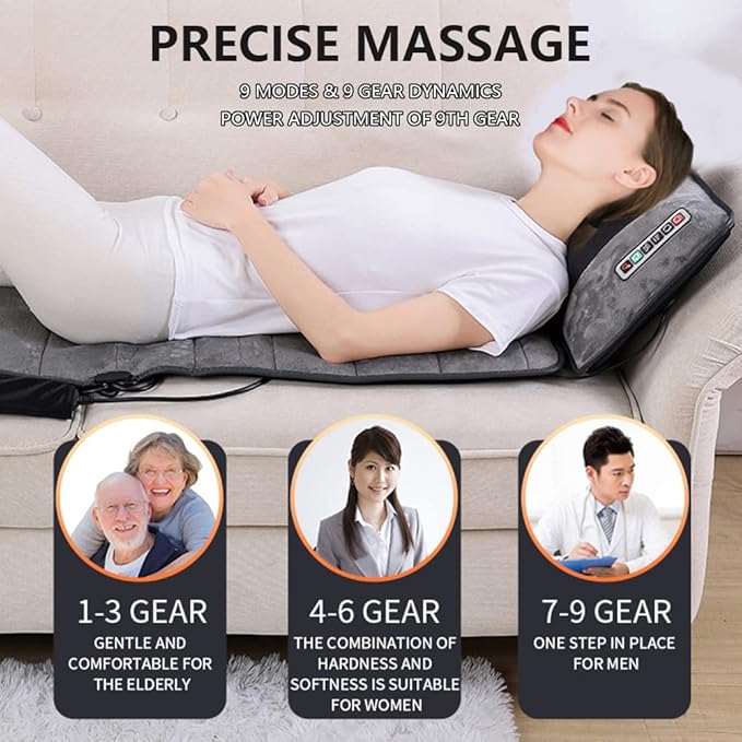 Full Body Massage Mat with Heat 20 Neck Shiatsu Kneading Massage Heads Multifunctional Electric Heated Massage Chair Back Pad for Back Lumbar Leg Pain Relief