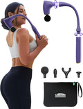 2-in-1 Detachable Muscle Massage Gun Deep Tissue with 20'' Extension Handle Back and Neck Massager for Pain Relief Handheld Massager for Shoulder Lower Back Leg Waist Purple