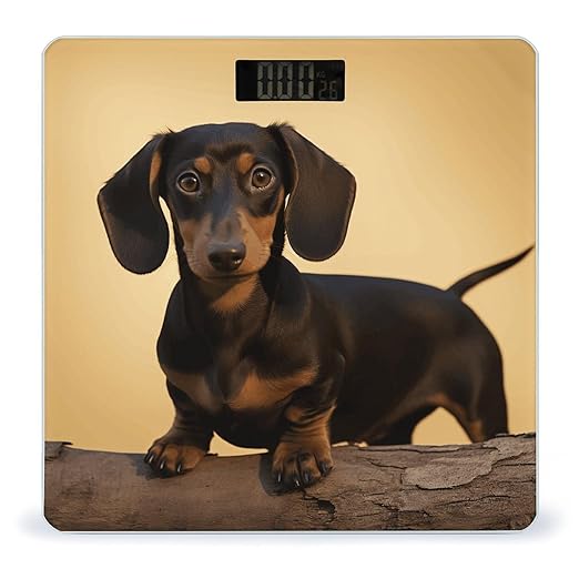 A Cute Dachshund Bathroom Scale Ultra-Bright Liquid Crystal Screen Weight Scale Accurate Bathroom Body Scales for Body Weight Bathroom Pet Home Bedroom Gift-Giving