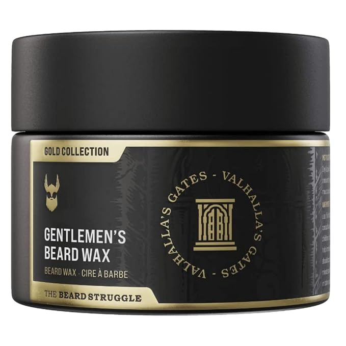 Gentlemen's Beard &amp Mustache Wax for Men by Beard Struggle - Viking Beard Wax Helps to Tame Style &amp Groom - Gold Collection - Valhalla's Gates - Moustache Wax 50g / 1.76 US. oz.