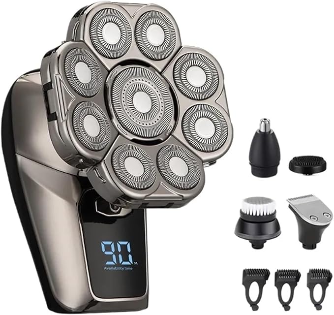 Mens Electric Head Hair Shaver Cordless Rechargeable Rotary Shaver For Bald Head &amp Skull Wet/Dry Waterproof Head Razor For Hair Cutting Ultimate Grooming Tool