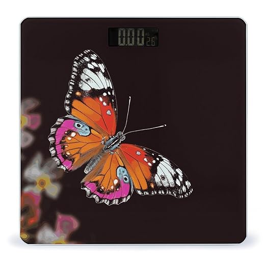 Pretty Butterfly Weight Scale Digital Electronic Scales Bathroom Scale Larg LCD Backlight Display High Precision MeasurementsTempered Glass