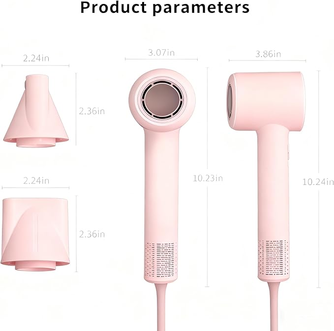 Professional Hair Dryer 1600W High-Speed Ionic Dryer with 8 Speeds Negative Ion Technology Low Noise Design Multiple Colors (Pink)