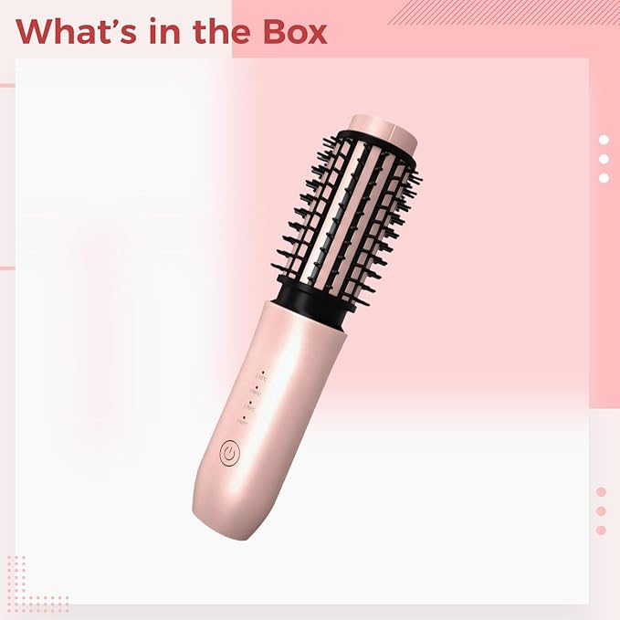 Wireless 2 in 1 Hair Straightener and Curler Portable Hair Brush with Ceramic Finish 2000Mah Battery Capacity Adjustable Heating Levels Type-C Rapid Charge Great for Travel and Daily Use