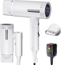 Hair Dryer High-Speed Ionic Blow Dryer Powerful 1600 Watt Motor for Fast Drying and Straight &amp Wavy Hair Foldable Lightweight Hairdryer with Magnetic Suction Nozzle for Home Salon Travel