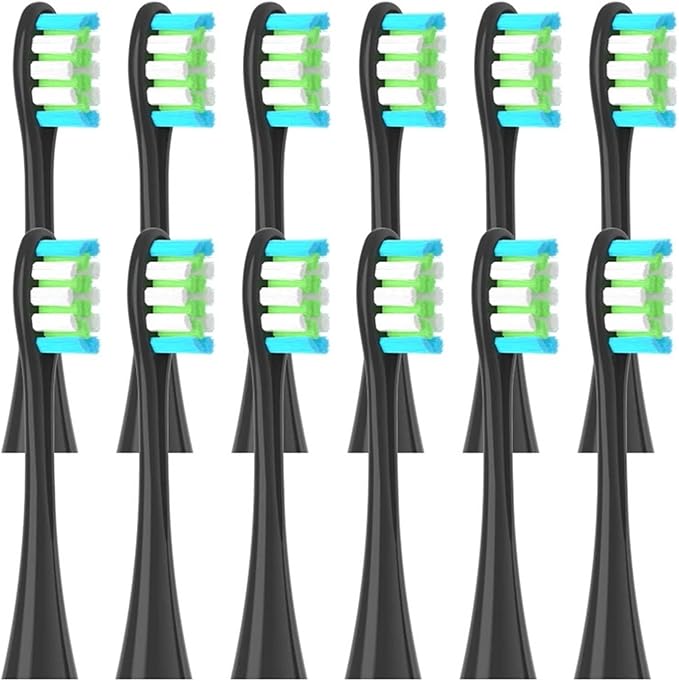 12PCS Replacement Brush HeadsCompatibility for Oclean X/X PRO/ Z1/ F1/ One/Air 2 /SE Toothbrush(12pcs Black)