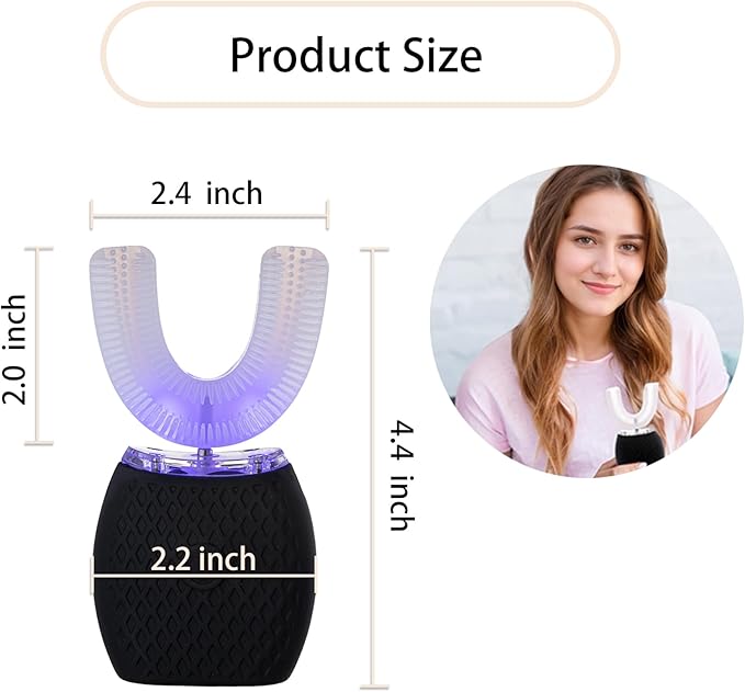 Automatic Toothbrush for Adults - Ultrasonic Electric Toothbrush Rechargeable Waterproof Design with Soft Bristles &amp 30s Timer Wireless Charging Portable Travel &amp Home Use (Black)