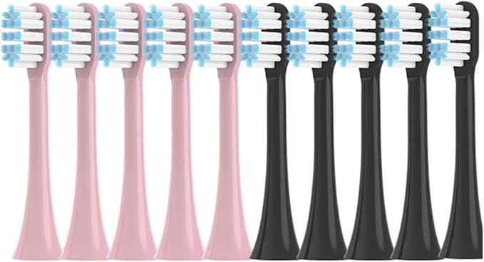 10PCS Replacement Toothbrushes Head Compatible for SOOCAS X3/X3 Pro/X1/V1/V2/D3/X3U/X5 Soft Sonic Electric Brush Clean Nozzles(5Black5Pink)