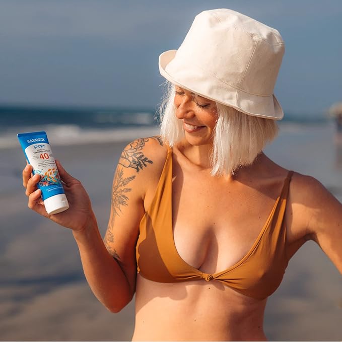 Badger Mineral Sunscreen &amp Bug Spray Combo - SPF 40 Reef Safe Sport Sunscreen w/Zinc Oxide &amp DEET-Free Natural Insect Repellent