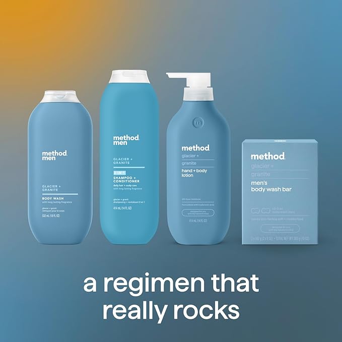 Method Men Body Wash Glacier + Granite Paraben and Phthalate Free 18 FL Oz (Pack of 6)