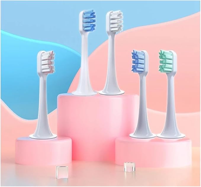 5 PCS Replacement Toothbrush Heads Compatible for Xiaomi T300 T500 Electric Teeth Brush Soft Teethbrush Nozzles(10 White Soft)