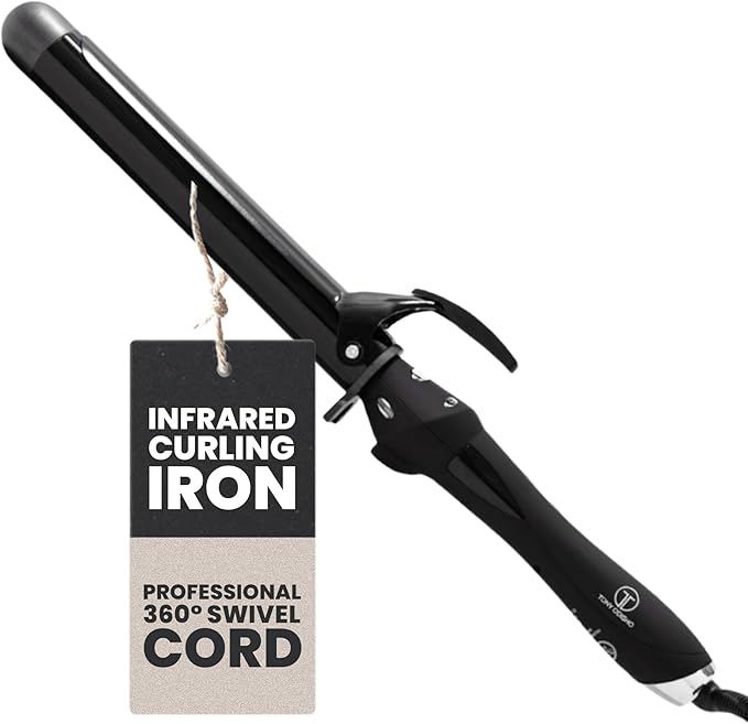 Infrared Curling Iron 1.5” Ceramic Tourmaline Long Barrel – Digital Professional Hair Curler with Ion Technology for Big Curls Beach Waves Thick Hair – Fast Heat Clamp Dual Voltage