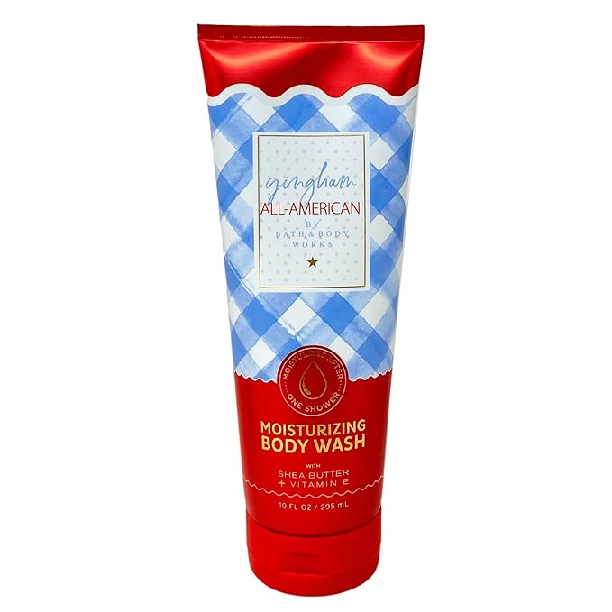 Bath &amp Body Works Gingham All-American 2 Moisturizing Body Washes with a Creamy Rose Bar Soap