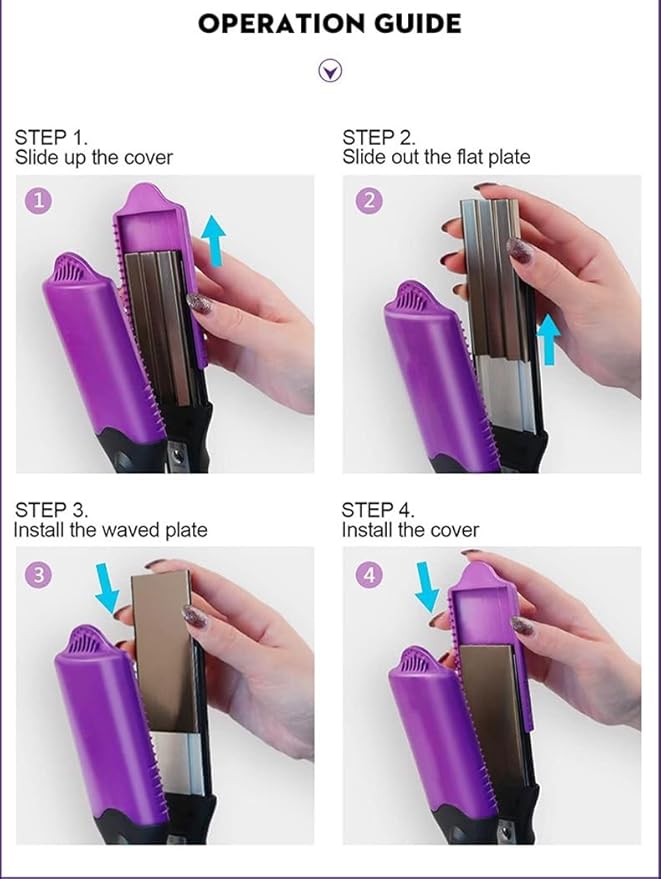Hair Straightener and 3D Picture Printable Iron - Comes with 5 Different Plates in 3 Fun Shapes. A Perfect perm Tool for Artistic Hairstyles or Festive Fun Hairstyles That add Volume. (Purple)