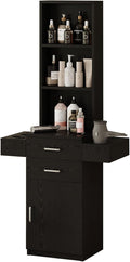 4ever2buy Salon Station for Hair Stylist Black Barber Station Hair Salon Station Hair Station Equipment Hair Dryer Holder Black