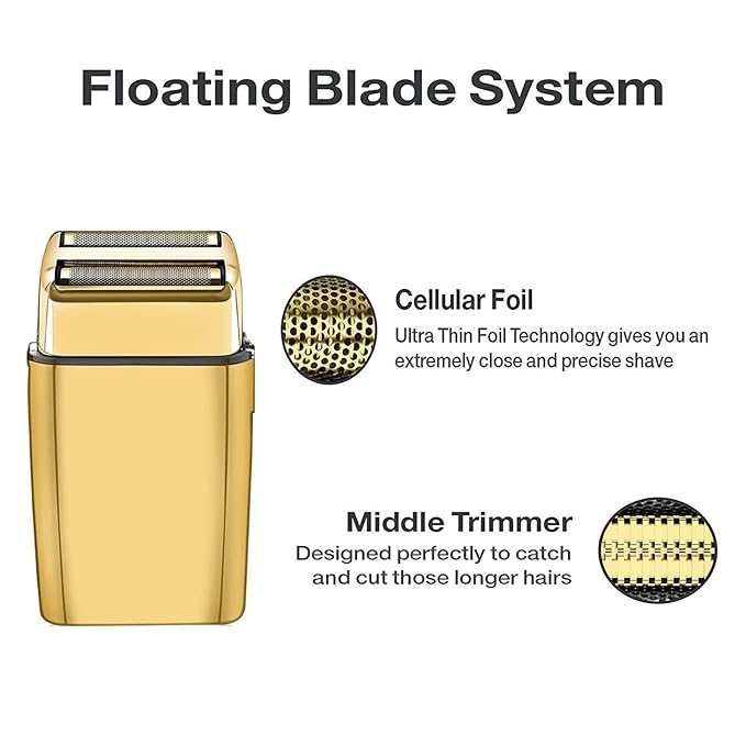 Replacement Foil and Cutters Compatible with BaBylissPRO Double Foil Shaver Replacement Foil Compatible with BaBylissPRO FXFS2 Shaver 4 counts (Gold)