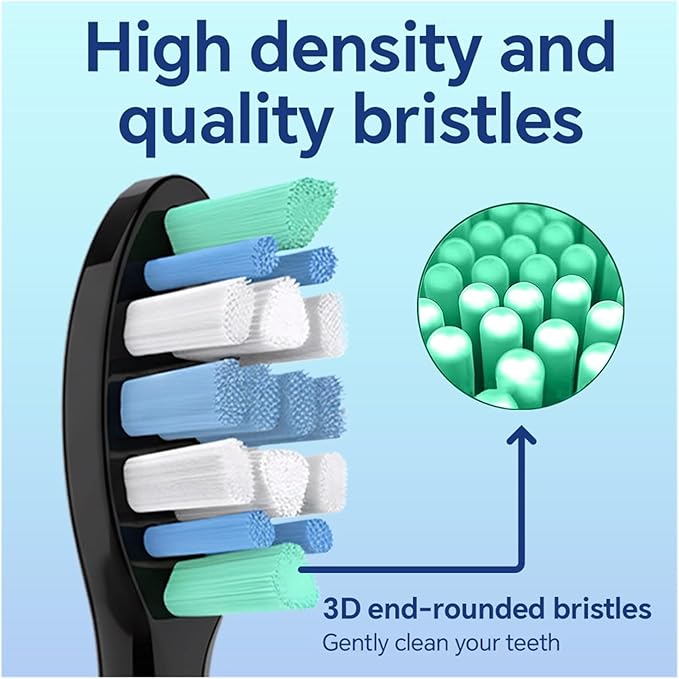4/8/12/20Pcs Toothbrushes Head Compatible for 1100/2100/4100(Black-12 Pcs)