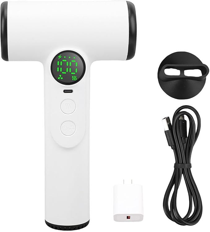 Cordless Hair Dryer 200W Portable Lightweight Fast Drying 4 Heat Settings in Time with 1 Concentrator Nozzle for Home &amp Travel. (White)