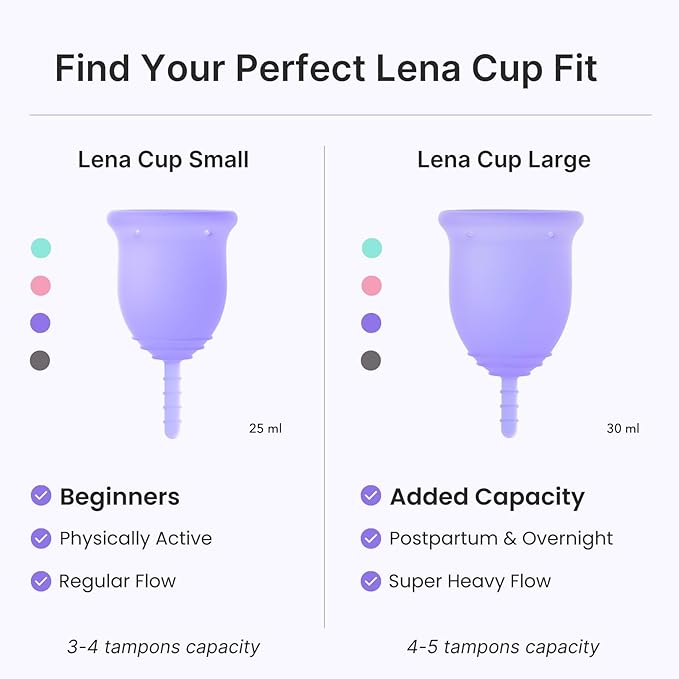 Lena Menstrual Cup Original - Soft Medical-Grade Silicone Period Cups for Women Heavy Flow Reusable and Comfortable 12-Hour Leak-Free Protection Beginner-Friendly Feminine Care - Large Turquoise