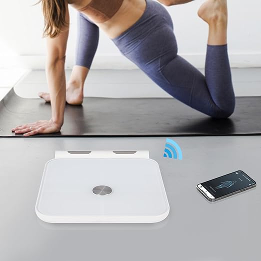 Smart Body Fat Scale 8-Electrode Digital Bathroom Scale with Retractable Handle Measures 25 Body Compositions Including Weight Muscle BMI Bone Mass