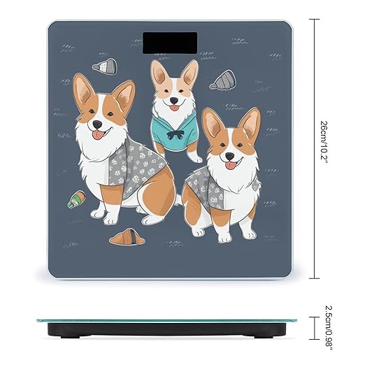 Wearing Clothes Corgi Dogs Weight Scale Digital Electronic Scales Bathroom Scale Larg LCD Backlight Display High Precisio MeasurementsTempered Glass
