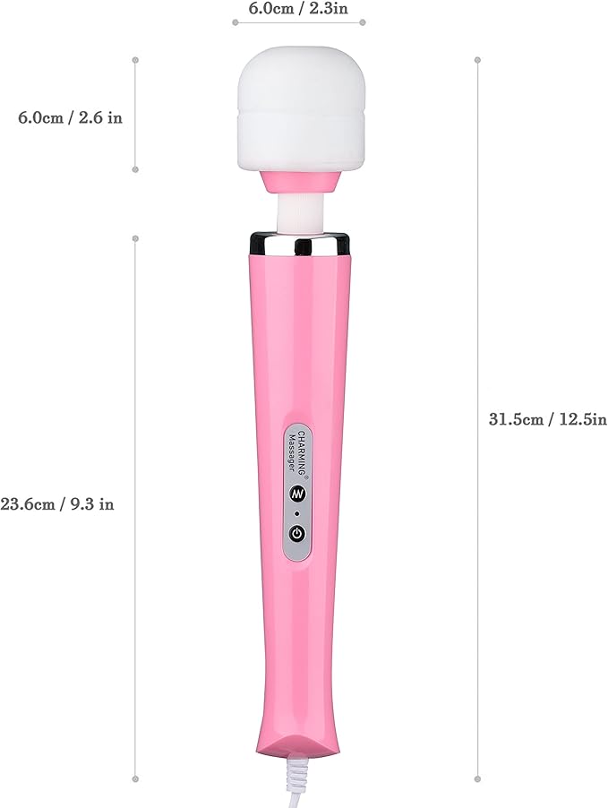 CHARMING Wired Powerful Handheld Back Massager with Strong Vibrations Personal 10 Speeds Therapy Massager for Sports Recovery Muscle Aches Body Pain (Pink)