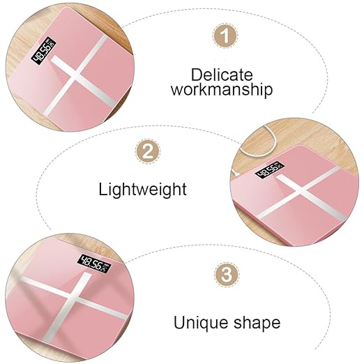 Digital Body Weight Scale USB Charging Precise Household Electronic Bathroom Scale 26x26cm Rose Gold Cross Design Black Screen for Weight Management