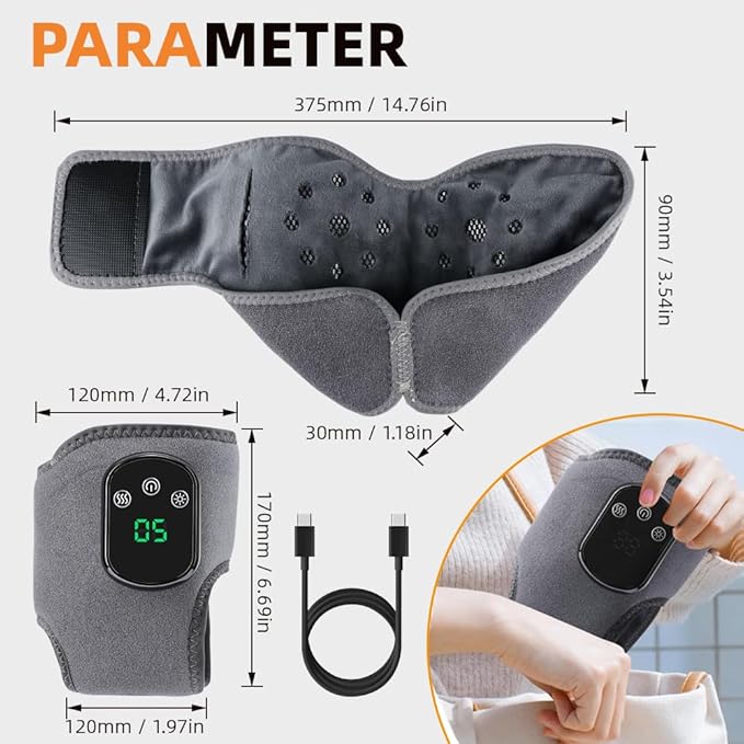 2Pcs Foot and Ankle Massager with Heat Portable Heated Wrap 3 Vibration Modes and 5 Heat Settings USB Charging Ideal for Home and Travel